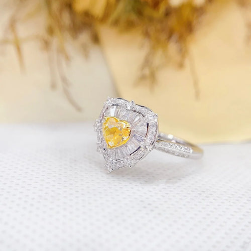 18K White Gold Yellow Heart Diamond Ring – 1.05ct, AGL Certified