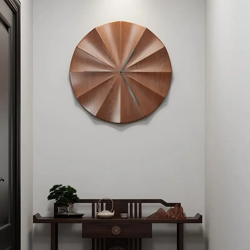 Wood Wall Clocks Modern Simple Chinese Home Sound Off Hanging Clock Living Room Metal Hang Wall Clocks Art Decor No Punching