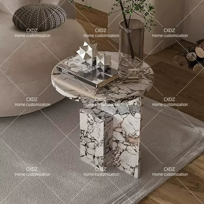 Fantao Nordic natural marble sofa edge light luxury bedside table small apartment simple corner customization