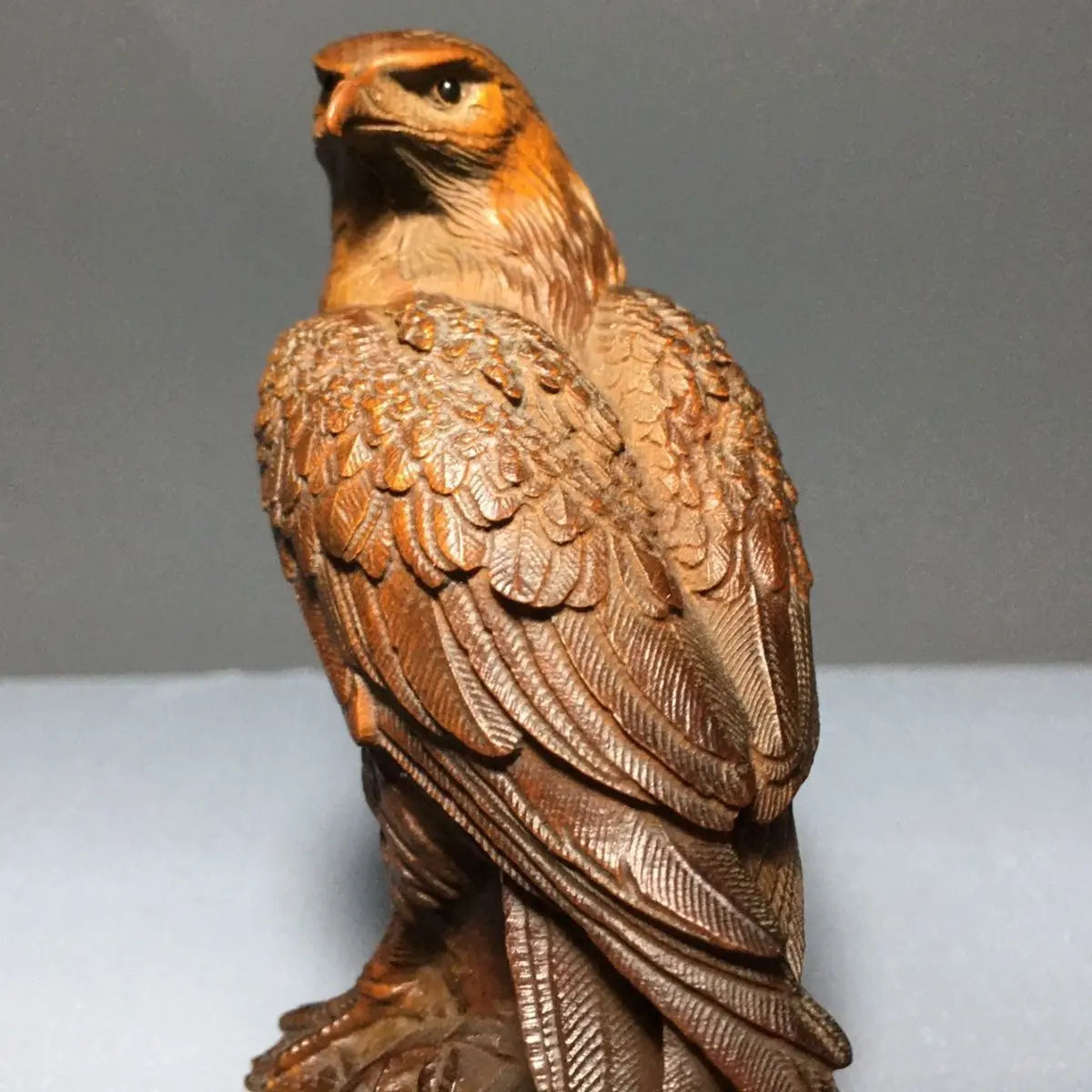 Antique Collection Old Wood Carved Eagle Ornament Solid Wood Animal Home Decorative Craft Gift