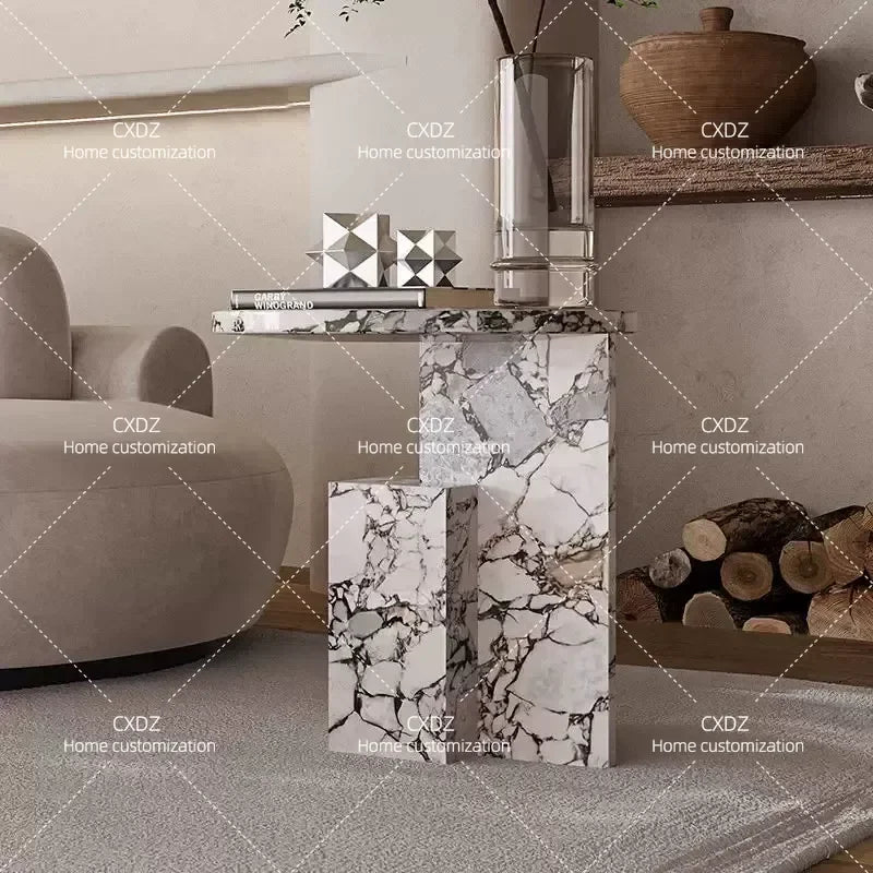 Fantao Nordic natural marble sofa edge light luxury bedside table small apartment simple corner customization