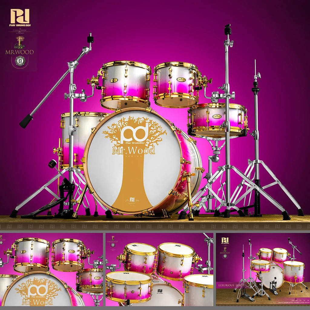 Wooden Mr. High-Quality Drum Kit, Professional Percussion Acoustic Drum.