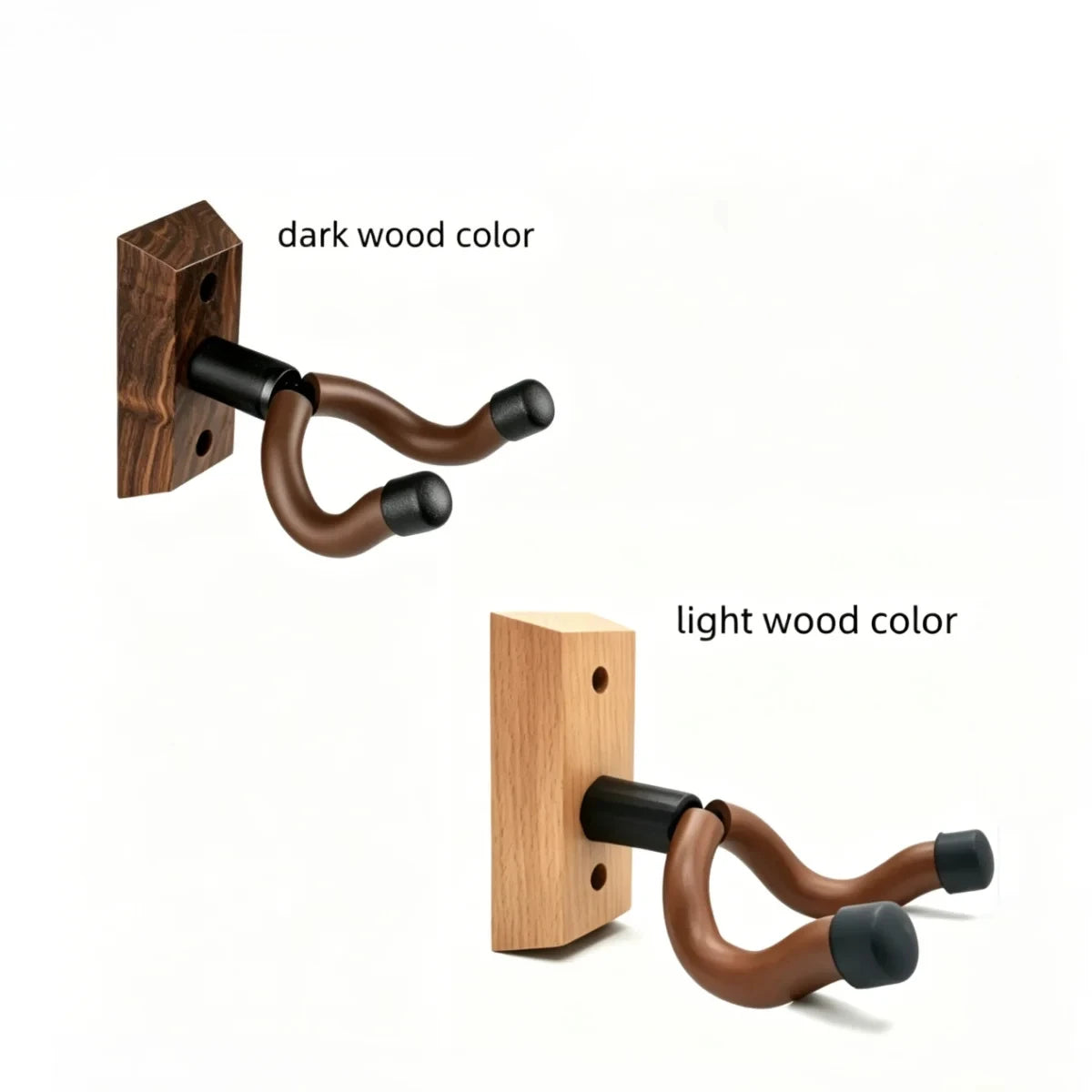 Wood Guitar Wall Mount, Dark/Light Color U-Shaped Rotating Hook Hanger Stand for Acoustic/Electric Guitar&Bass&Banjo