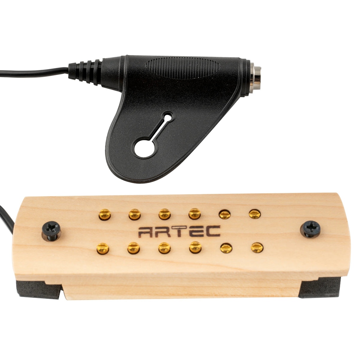 Artec WSH12-OSJ Alnico 5 Humbucker Maple/Walnut Wood Cover Soundhole Pickup 9.6K with OSJ Jack for Acoustic Guitar
