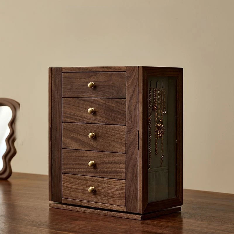 Solid Wood Large Capacity Rotating Jewelry Box Luxury Exquisite Necklace Jewellery Storage Wedding Gift Organizer