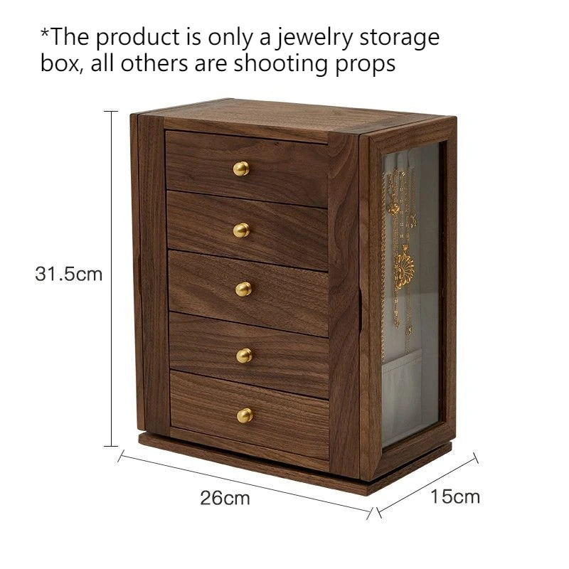 Solid Wood Large Capacity Rotating Jewelry Box Luxury Exquisite Necklace Jewellery Storage Wedding Gift Organizer