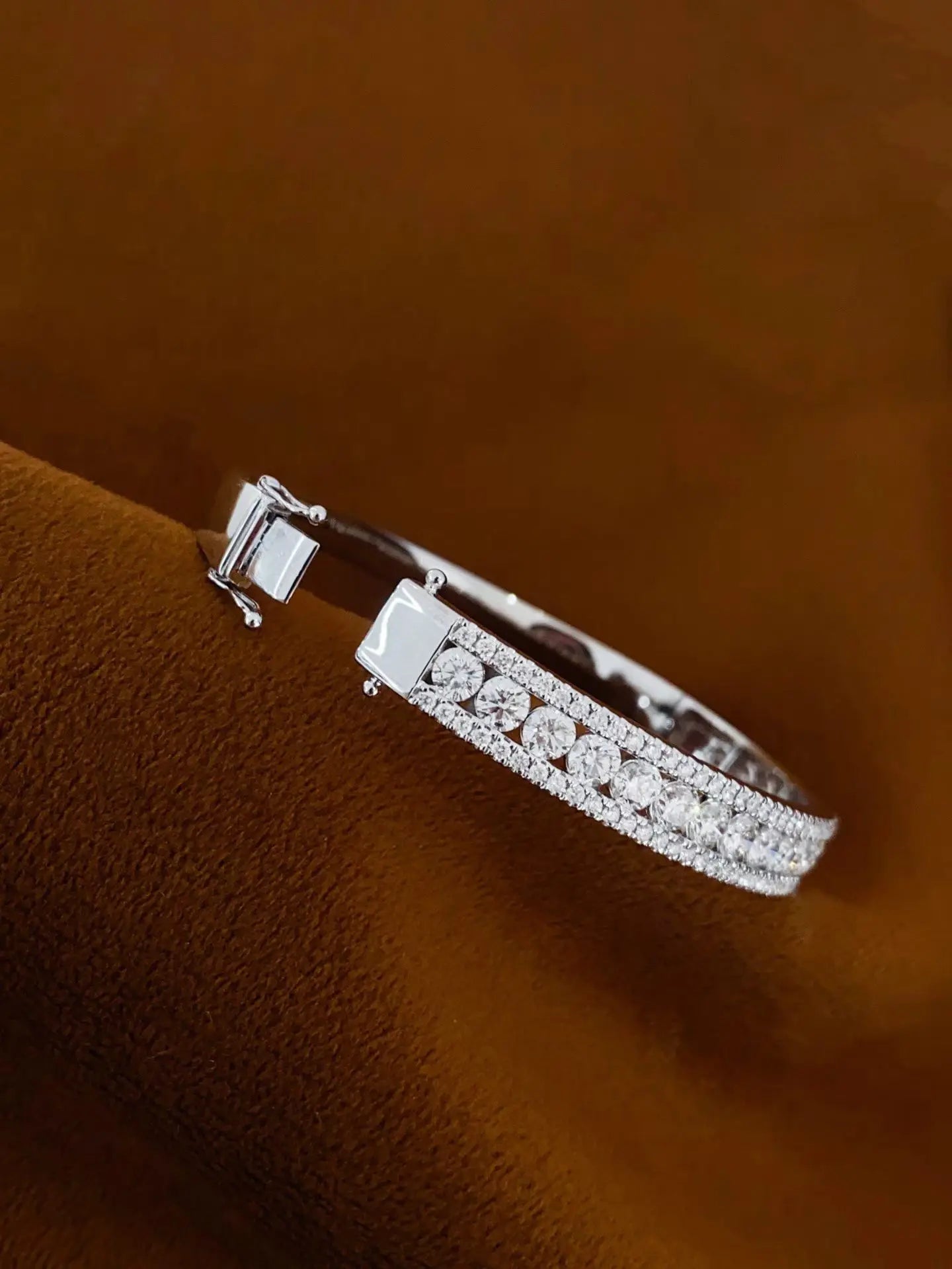 18K gold solid genuine gold laboratory-grown diamond 5-carat full-set diamond bracelet 925 silver inlaid jewelry customization