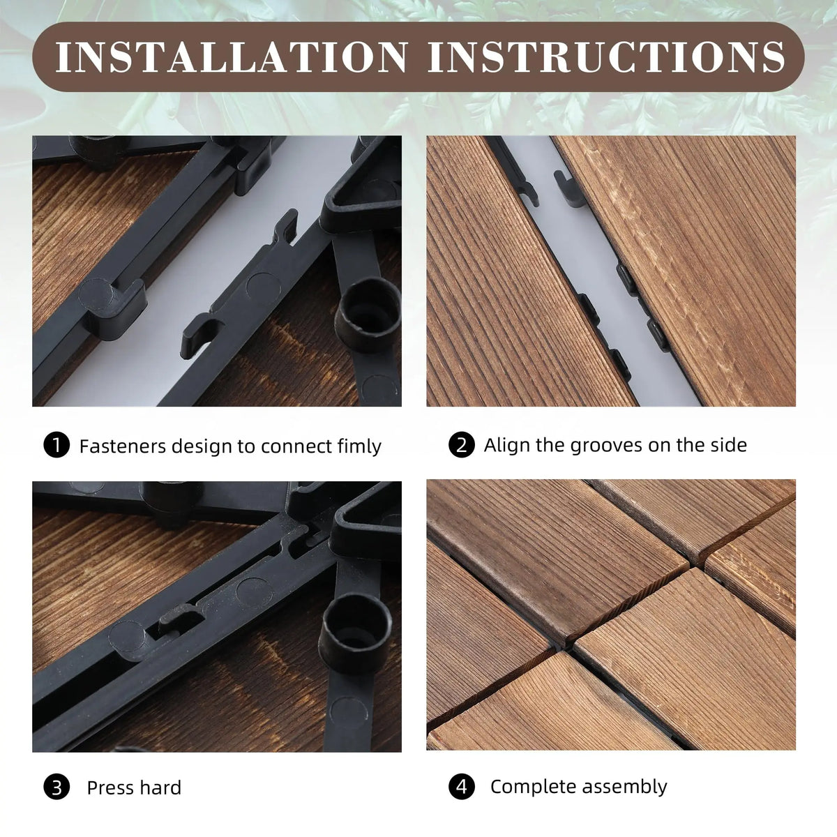 30Pcs Anti corrosion wood flooring, outdoor carbonized wood flooring, balcony, household courtyard flooring, splicing waterproof