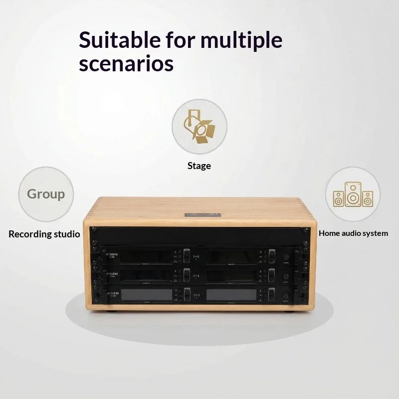 Solid Wood Audio Rack, 18mm Hardwood, Mortise-Tenon Joint & Anti-Slip Pads, 4U/6U Smooth Oil Finish for Studio Stage HiFi