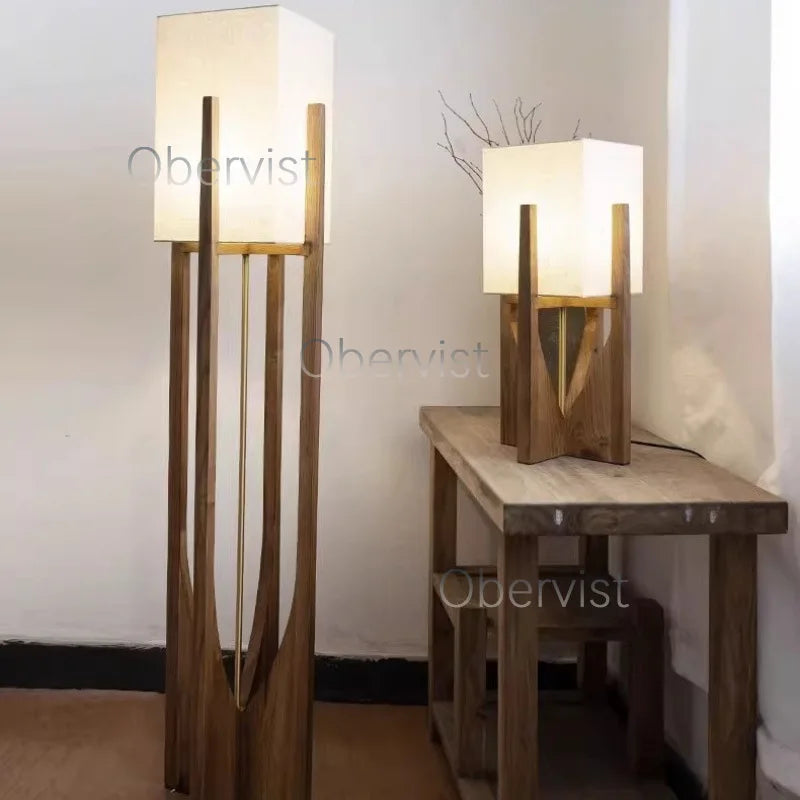 Nordic Designers Solid Wood Floor Lamp – Wooden Standing Lamp for Living Room Bedroom Sofa Bedside Home Decor