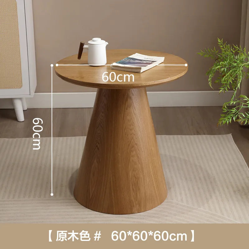 Nordic Solid Wood Coffee Table Small Round Luxury Home Side Table Minimalist Living Room Tea Table Wabi-Sabi Style End Tables