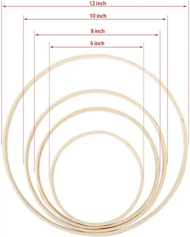 12 Pack Wooden Bamboo Floral Hoop Large Wooden Wreath Hoop Craft Rings Bamboo Circles Macrame Hoops Rings for DIY Dream Catcher,