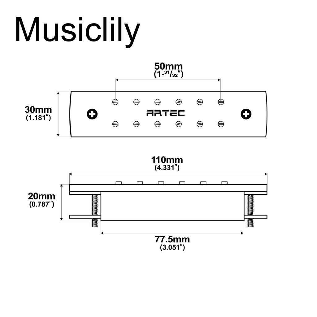Artec WSH12-OSJ Alnico 5 Humbucker Maple/Walnut Wood Cover Soundhole Pickup 9.6K with OSJ Jack for Acoustic Guitar