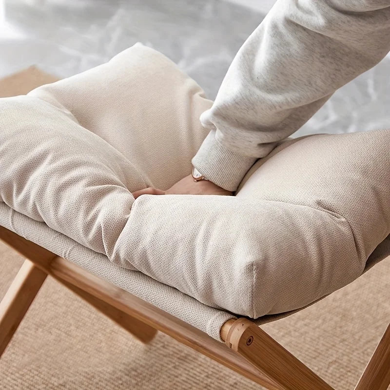 1pc Bamboo Foldable Footrest Stool with Cushioned Seat - Portable Office & Home Use, Space-Saving Design, Ergonomic Comfort