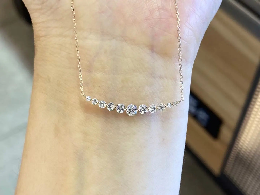 Certificated 18K Solid Gold Lab-grown Diamond Smile Necklace AU750 0.60ct Cultivated Synthetic Diamond Choker For Women Jewelry