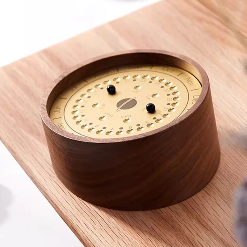Wooden Sundial Creative Minimalist Desktop Calendar Luxury Study Room Office Decoration Household Artistic Planetary Ornaments