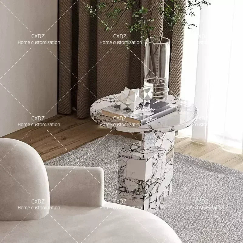 Fantao Nordic natural marble sofa edge light luxury bedside table small apartment simple corner customization