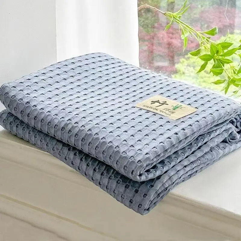 100% Bamboo Fiber Blanket Cooling Antibacterial Towel Quilt Summer Solid Color Bedding For Children Single Double Bed Blanket
