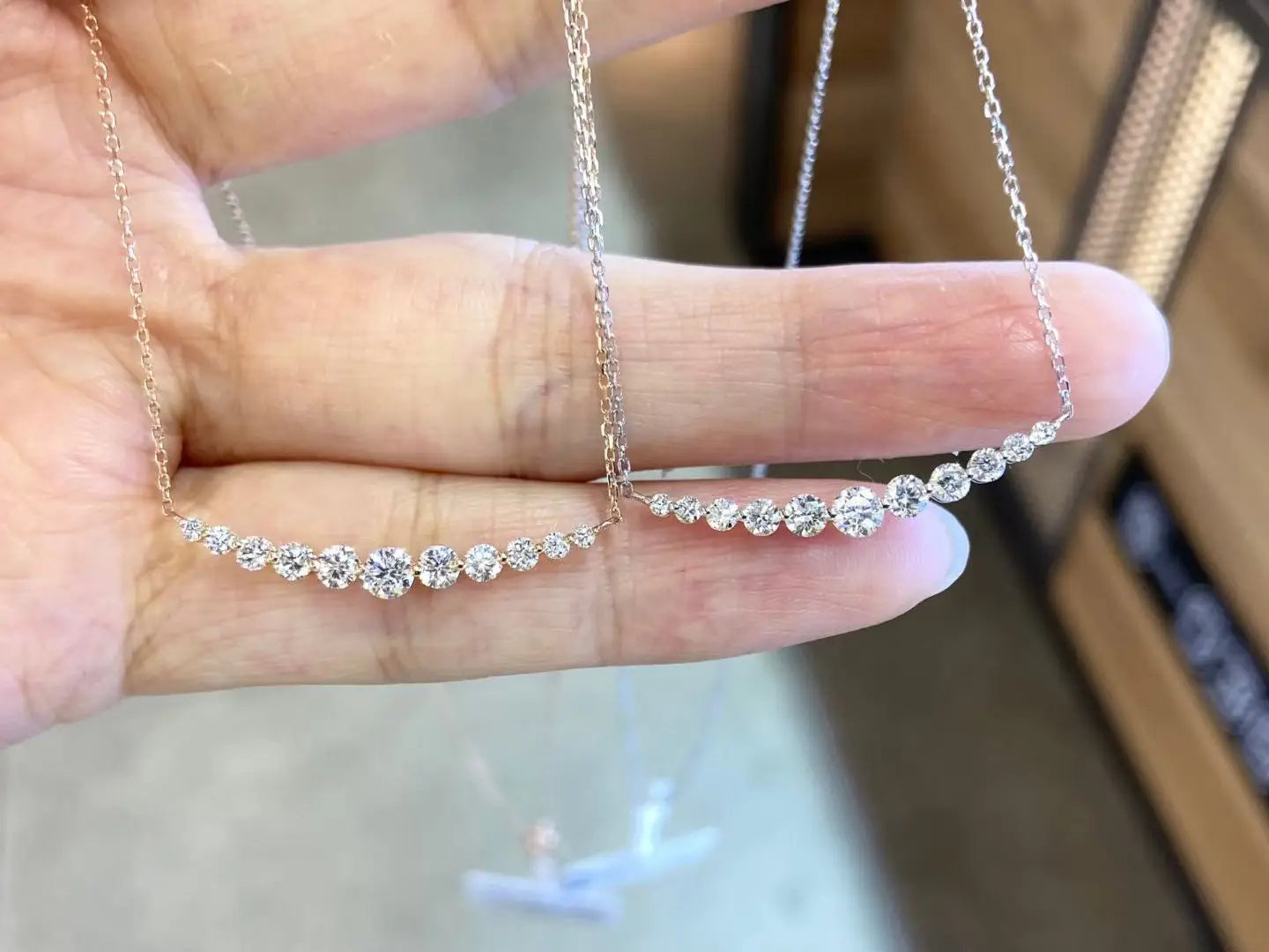 Certificated 18K Solid Gold Round Lab-grown Diamond 0.6ct Smiling Necklace AU750 Rose/White Gold Synthetic Diamond High Jewelry