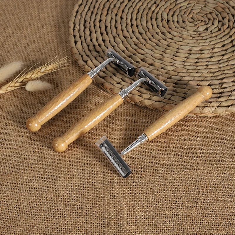 1 pcs Manual Razor Eco Friendly Natural Bamboo Handle Shaving Razors for men women hotel home travel use
