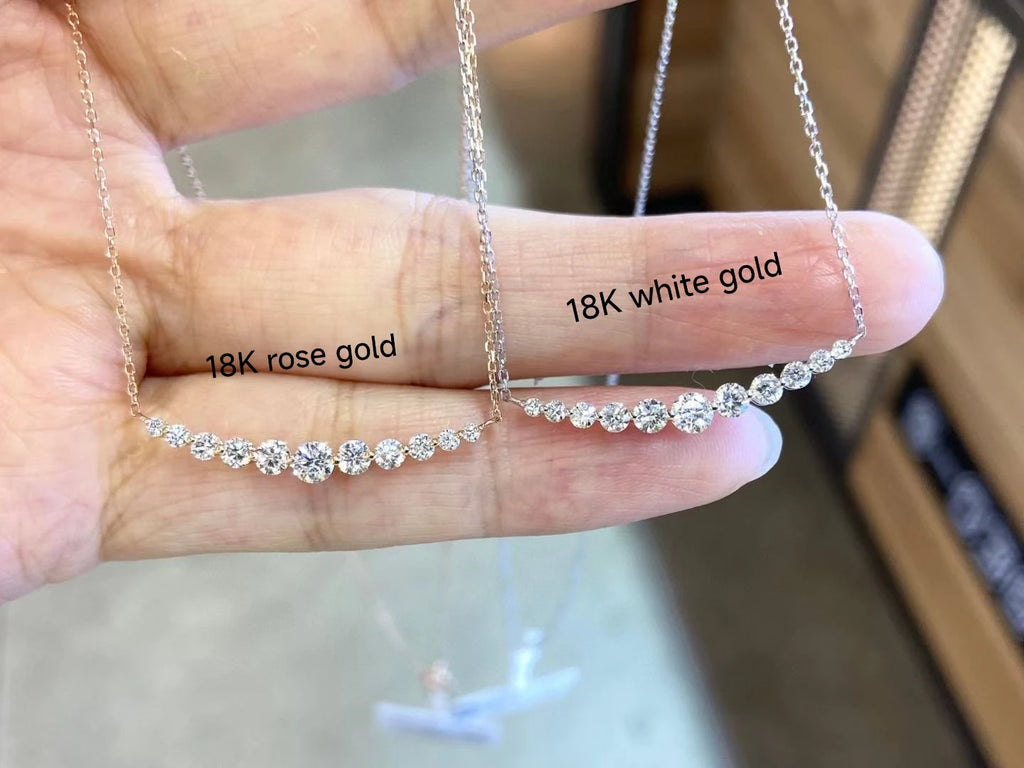 Certificated 18K Solid Gold Lab-grown Diamond Smile Necklace AU750 0.60ct Cultivated Synthetic Diamond Choker For Women Jewelry