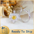 AGL Certified Yellow Heart Natural Diamond Ring 18K White Gold Luxury Multifunction Heart Diamond Ring Pendant Jewelry For Women