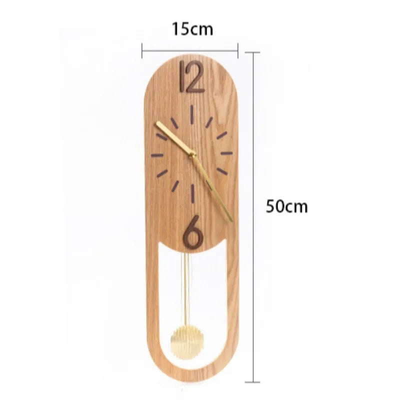 Solid Wood Pendulum Wall Clocks Creative Luxury Classical Silent Rocking Living Room Wall Clock Aesthetic Home Decorations