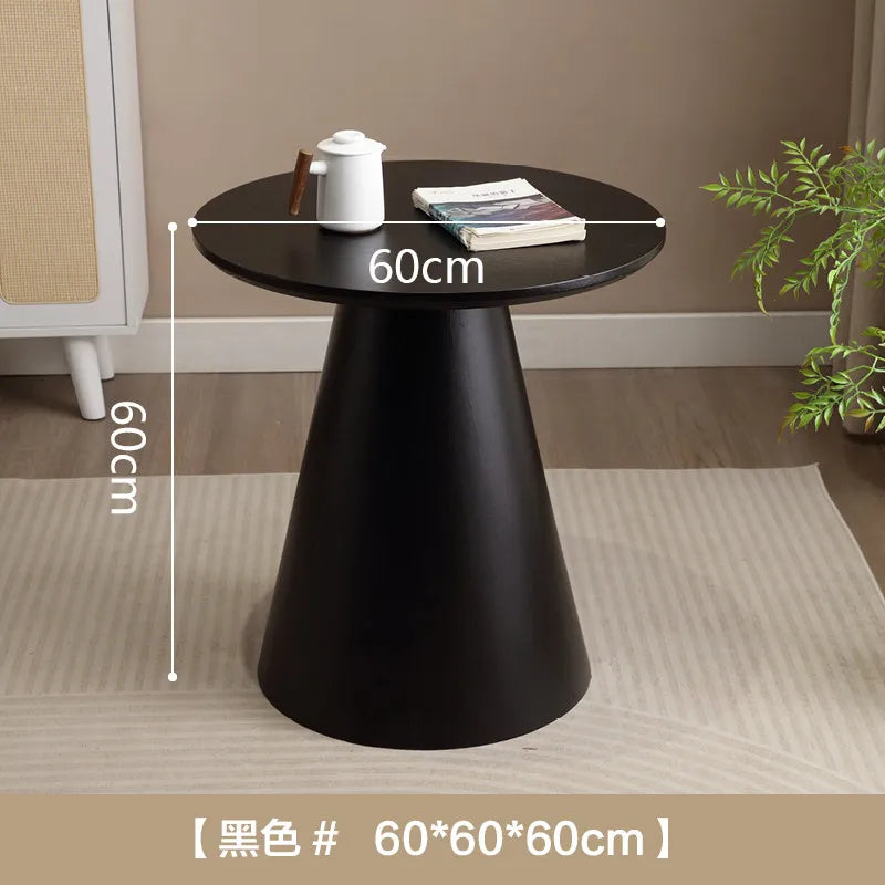 Nordic Solid Wood Coffee Table Small Round Luxury Home Side Table Minimalist Living Room Tea Table Wabi-Sabi Style End Tables