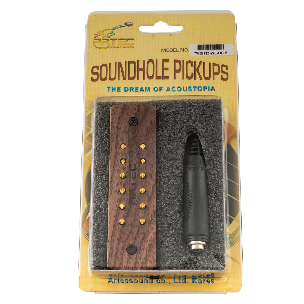 Artec WSH12-OSJ Alnico 5 Humbucker Maple/Walnut Wood Cover Soundhole Pickup 9.6K with OSJ Jack for Acoustic Guitar