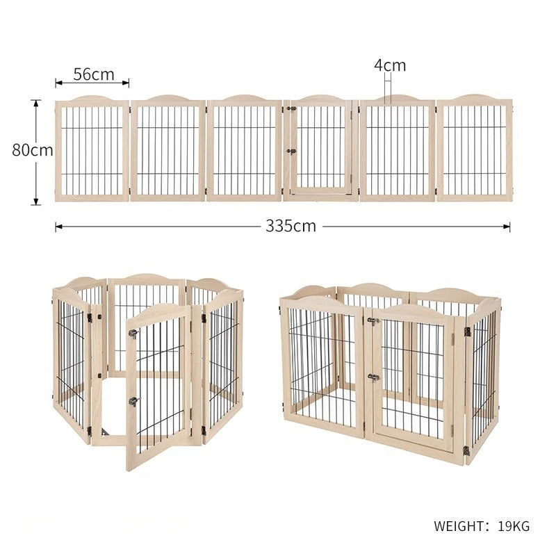 Wooden Pet Fence Dog Fence Freely Combinable Pet Isolation Door Indoor Foldable Dog Cage for Small and Medium Dogs Pet Supplies