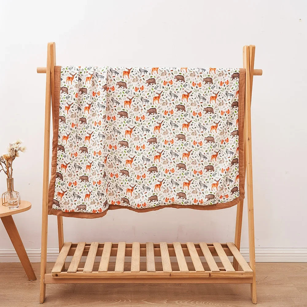 2 Layer Bamboo Baby Blanket Baby  Swaddle Bath Towel Bamboo Cotton Blanket
