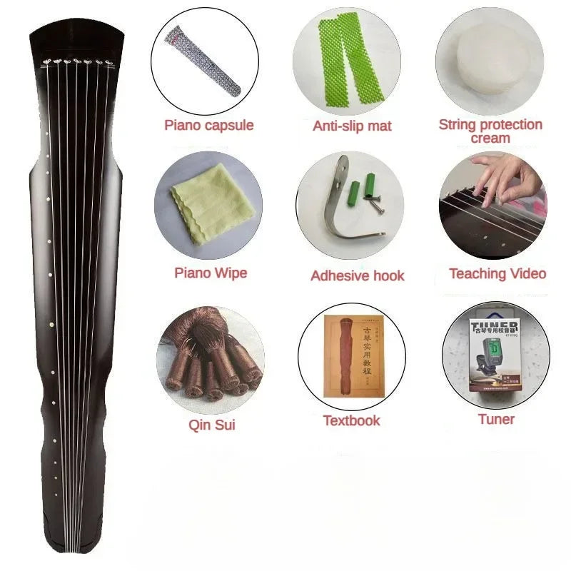 Guqin Wutong Wood Adult Beginners Practice Meditation Guqin Vistring Playing Healing Teaching Musical Stringed Instruments