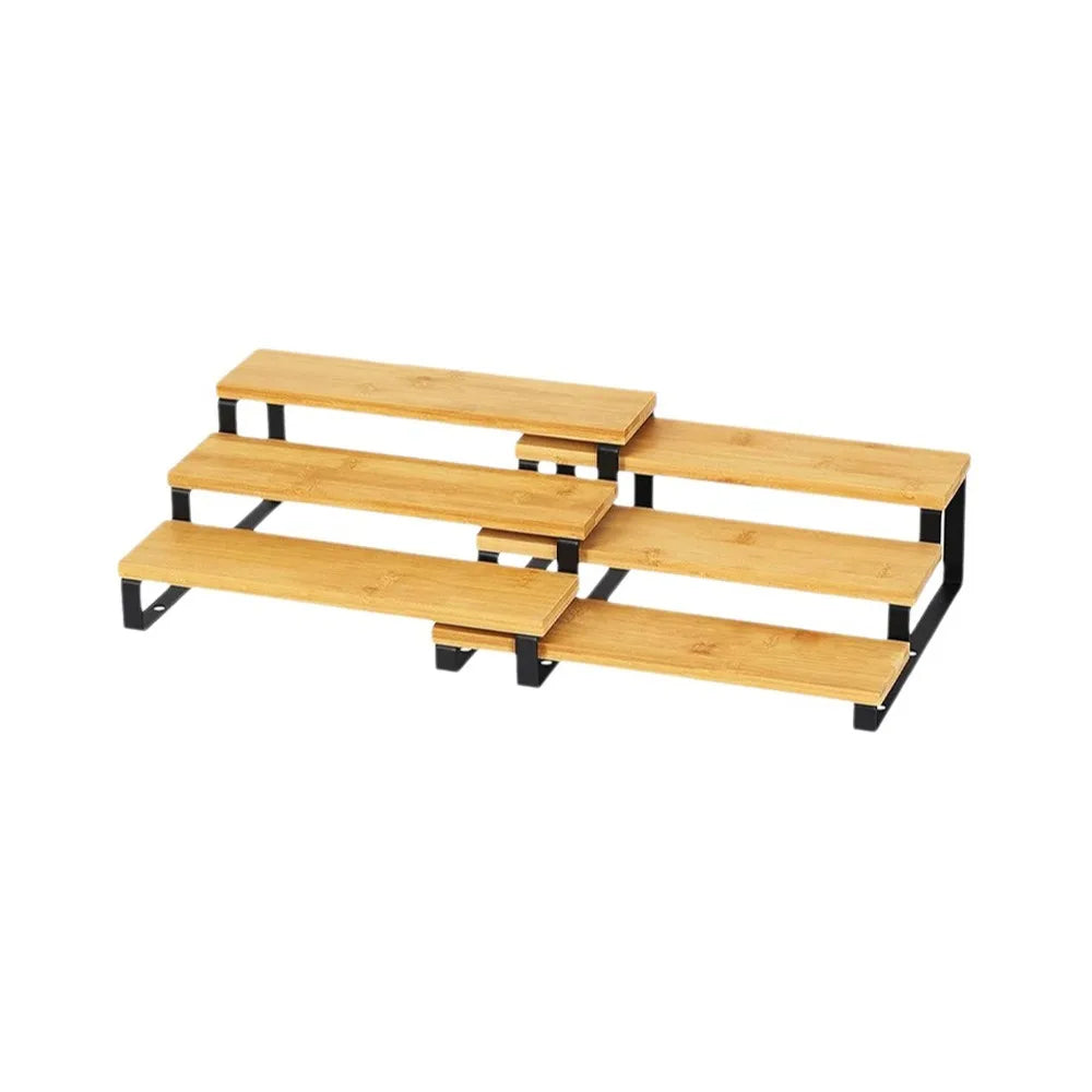 Bamboo 3 Tier Spice Rack Detachable Space Saving Spice Condiment Shelf Large Capacity Expandable Step Storage Rack Bathroom