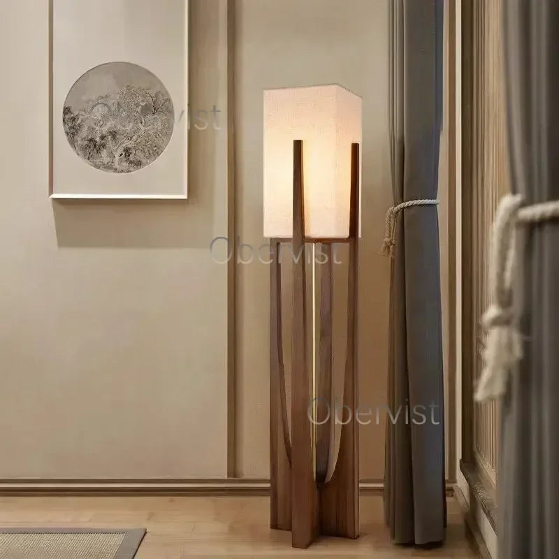 Nordic Designers Solid Wood Floor Lamp – Wooden Standing Lamp for Living Room Bedroom Sofa Bedside Home Decor