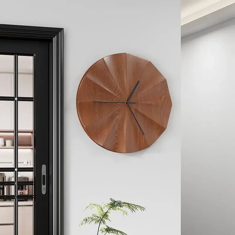 Wood Wall Clocks Modern Simple Chinese Home Sound Off Hanging Clock Living Room Metal Hang Wall Clocks Art Decor No Punching