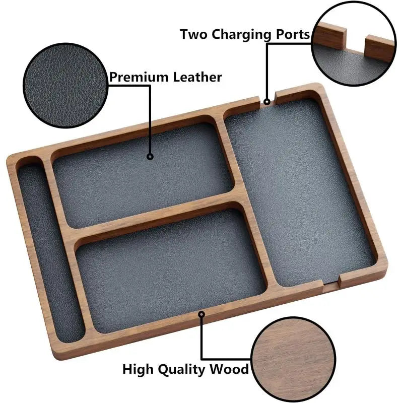 Wooden Office Desktop Storage Box Solid Wood Partition Storage Box Mobile Phone Headphone Debris Storage Box Wooden Storage Tray
