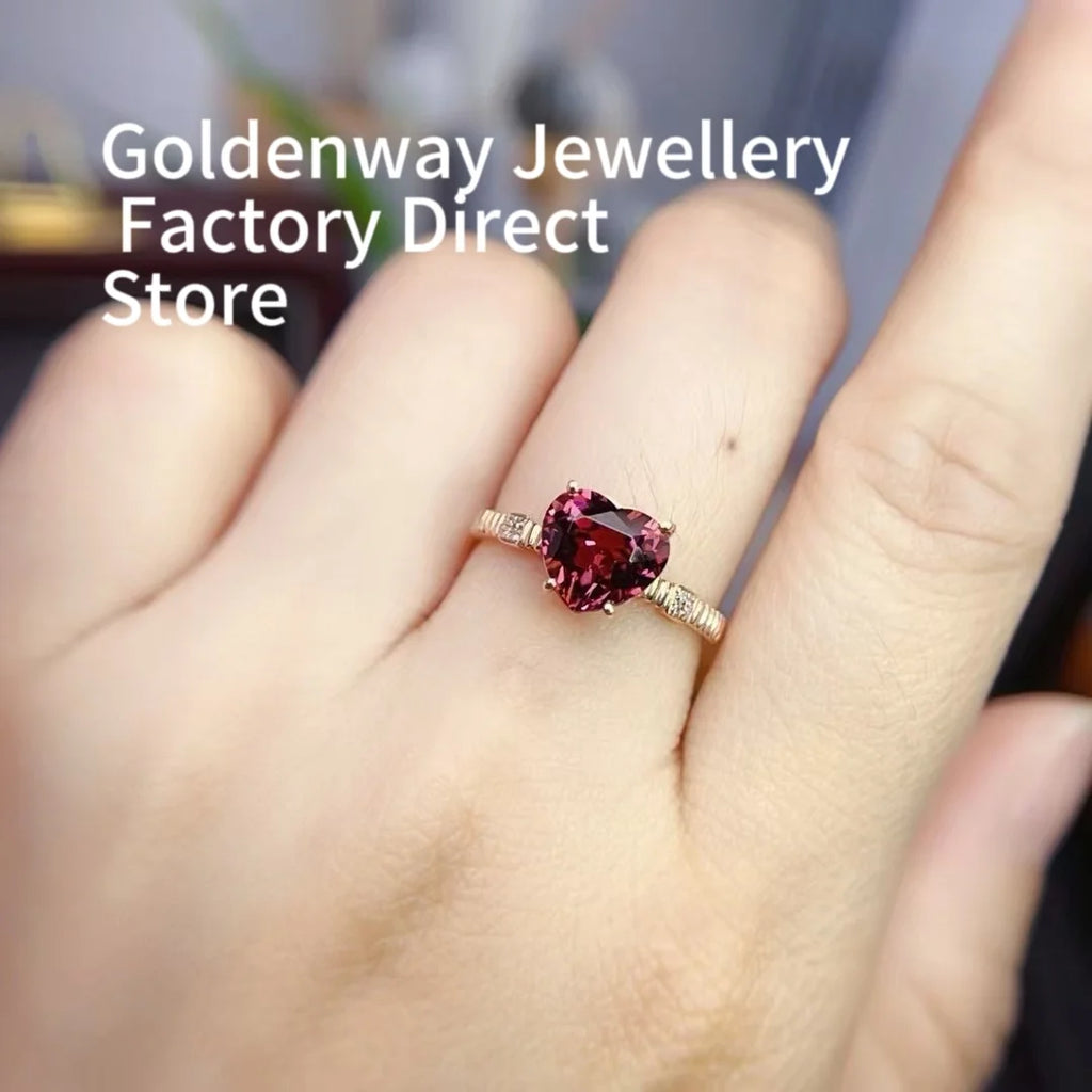 Certificated 18K Real Gold Natural 1.85ct Heart-Cut Tourmaline 0.024ct Diamond Proposal Ring Romantic Engagement Jewelry