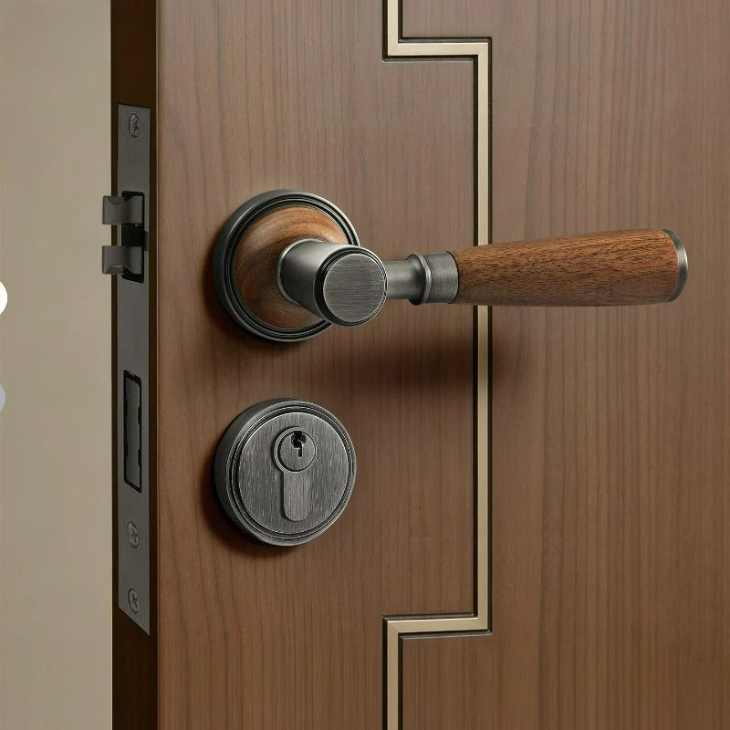 Wooden Style Bedroom Door Lock, Indoor Door Handle, Universal Silent Office and Household Wooden Door Lock