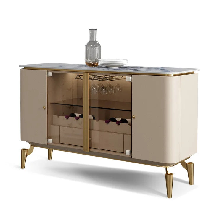 For Dining Room Bar Cabinet Buffet Sideboard Luxury Modern Furniture White Marble Top Living Room Side Cabinets with Gold Legs