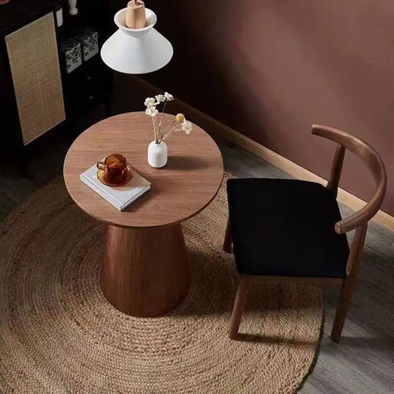 Nordic Solid Wood Coffee Table Small Round Luxury Home Side Table Minimalist Living Room Tea Table Wabi-Sabi Style End Tables