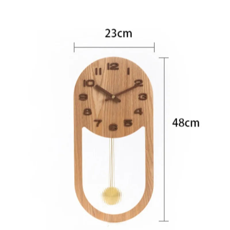 Solid Wood Pendulum Wall Clocks Creative Luxury Classical Silent Rocking Living Room Wall Clock Aesthetic Home Decorations