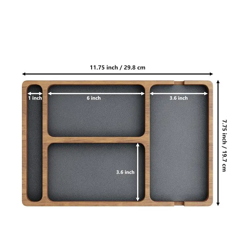 Wooden Office Desktop Storage Box Solid Wood Partition Storage Box Mobile Phone Headphone Debris Storage Box Wooden Storage Tray