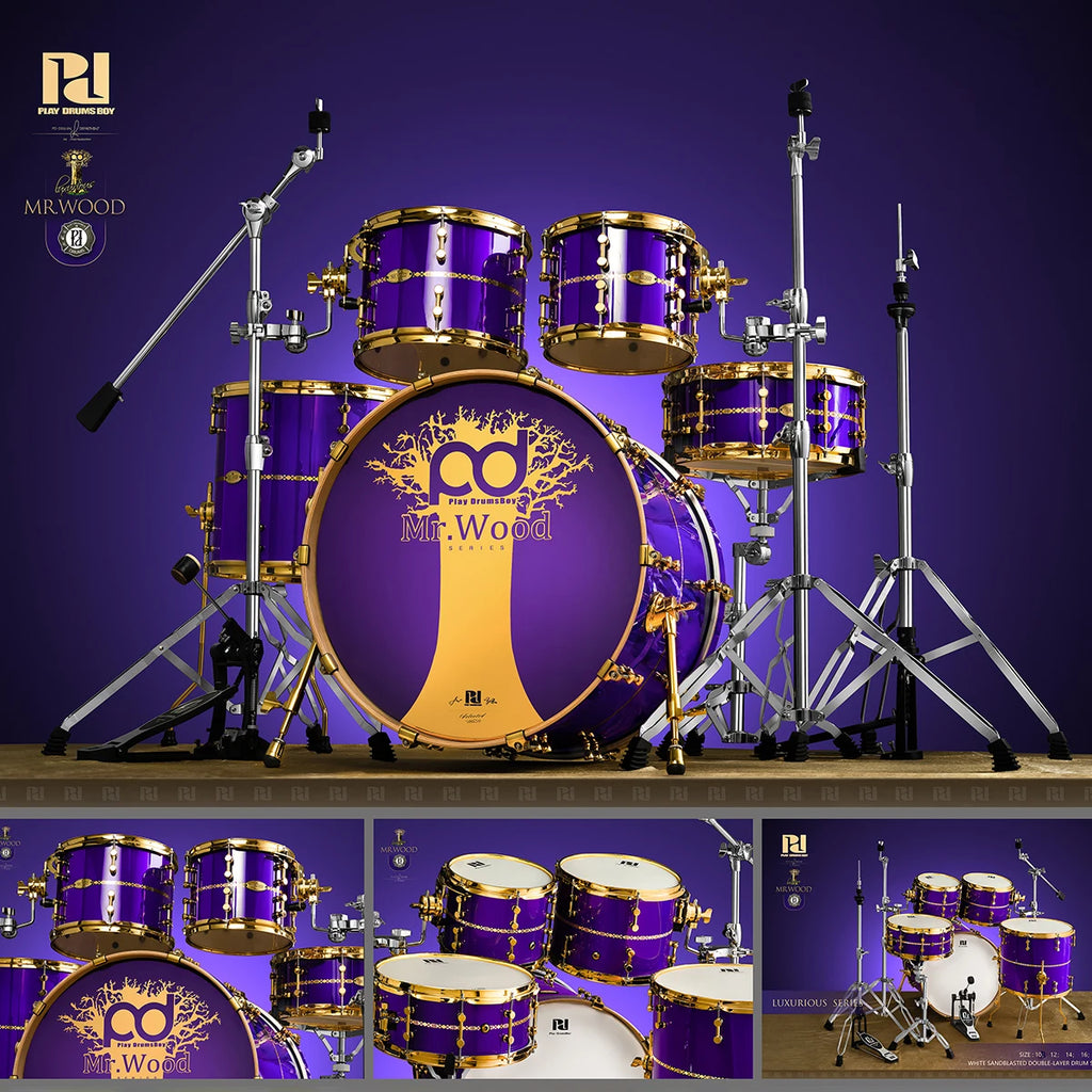 Wooden Mr. High-Quality Drum Kit, Professional Percussion Acoustic Drum.