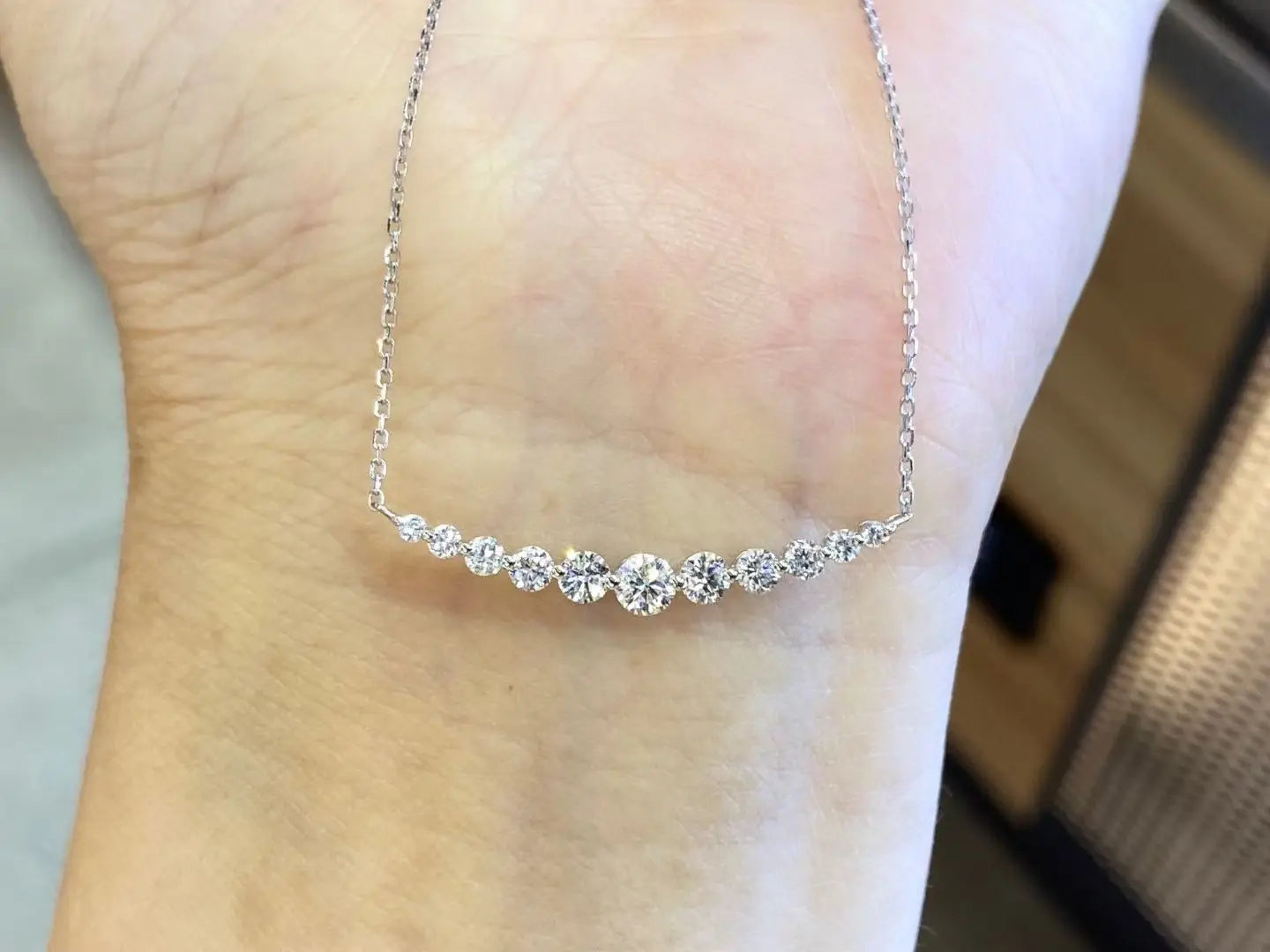Certificated 18K Solid Gold Round Lab-grown Diamond 0.6ct Smiling Necklace AU750 Rose/White Gold Synthetic Diamond High Jewelry
