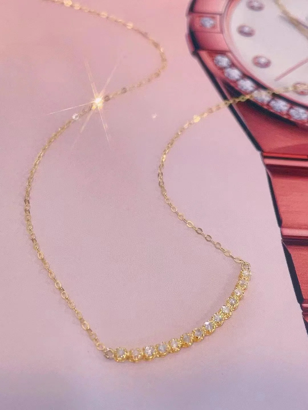 Certificated 18K Solid Gold Round Lab-grown Diamond 0.6ct Smiling Necklace AU750 Rose/White Gold Synthetic Diamond High Jewelry