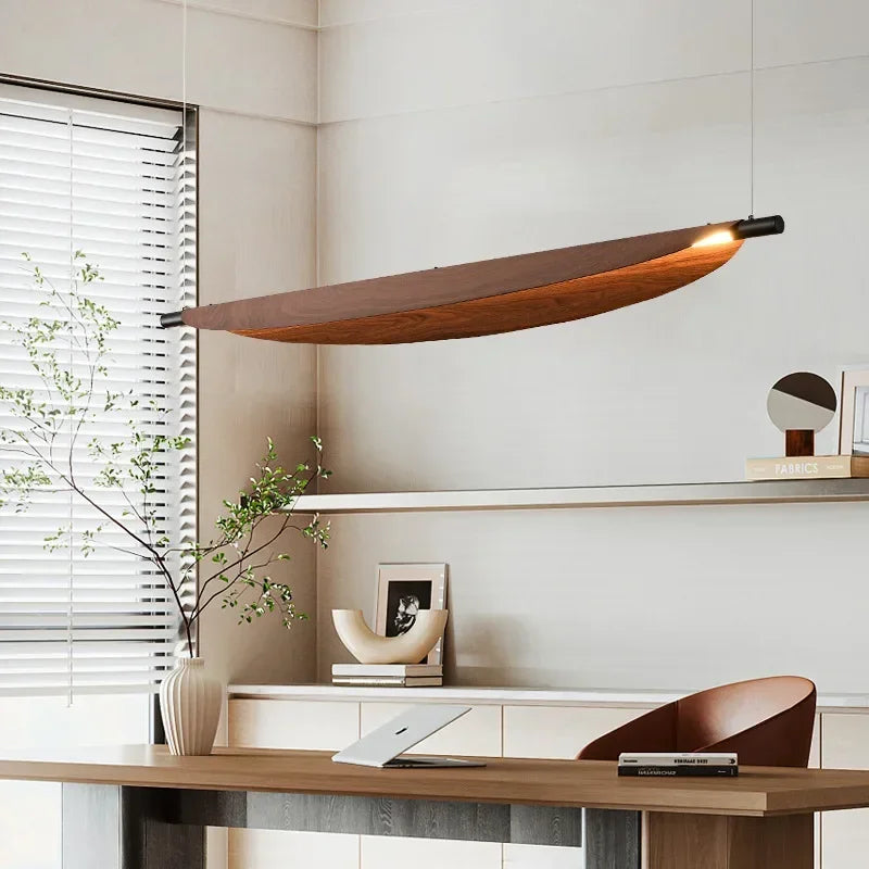 Wooden LED Pendant Lights for Living Dining Room Leaf Chandelier Home Decor Indoor Hanging Design Fixture Suspension Luminaire
