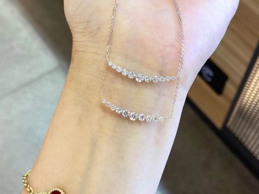 Certificated 18K Solid Gold Lab-grown Diamond Smile Necklace AU750 0.60ct Cultivated Synthetic Diamond Choker For Women Jewelry