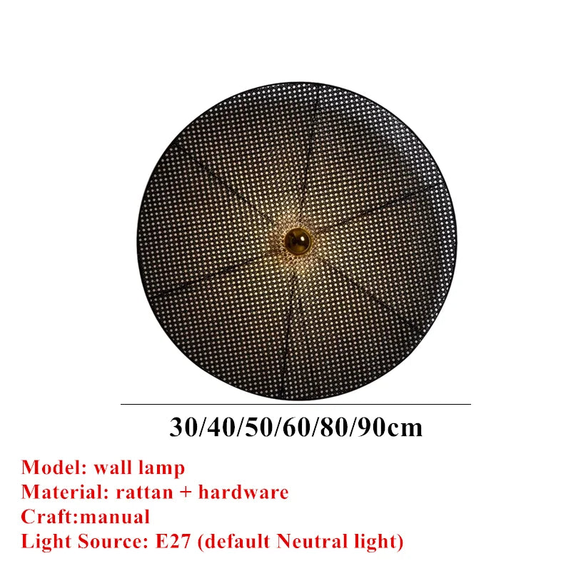 Tan Wall Lamp Classic japanes bamboo lamp Aromas Del Campo loft handmade rattan lamp for Home Resturant Bedroom Bedside Lighting