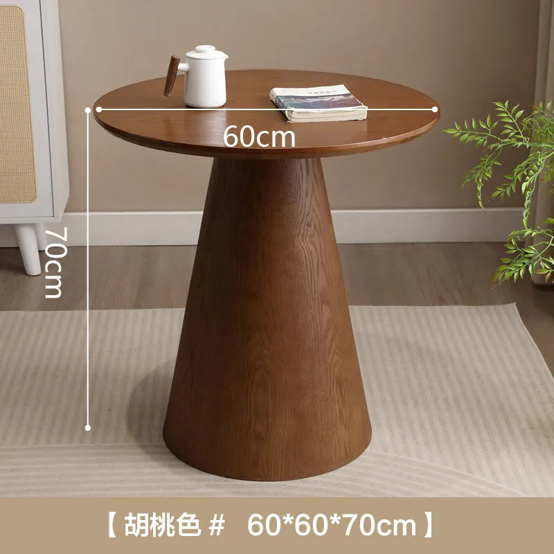 Nordic Solid Wood Coffee Table Small Round Luxury Home Side Table Minimalist Living Room Tea Table Wabi-Sabi Style End Tables