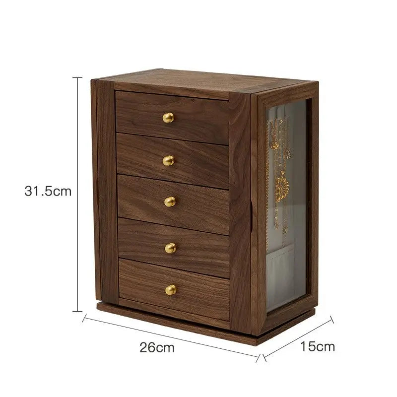 Solid Wood Large Capacity Rotating Jewelry Box Luxury Exquisite Necklace Jewellery Storage Wedding Gift Organizer